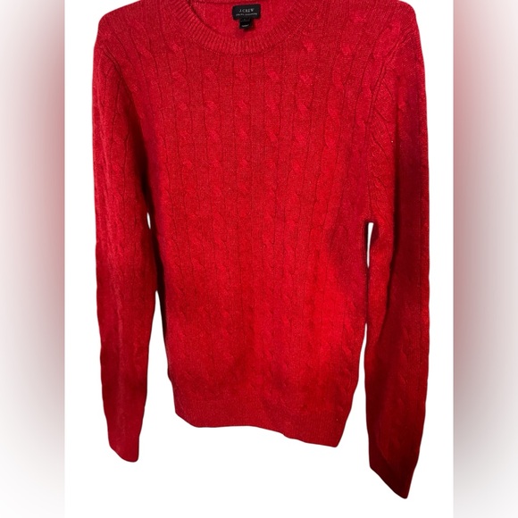 J.crew red Cableknit cashmere sweater size small - Picture 1 of 7